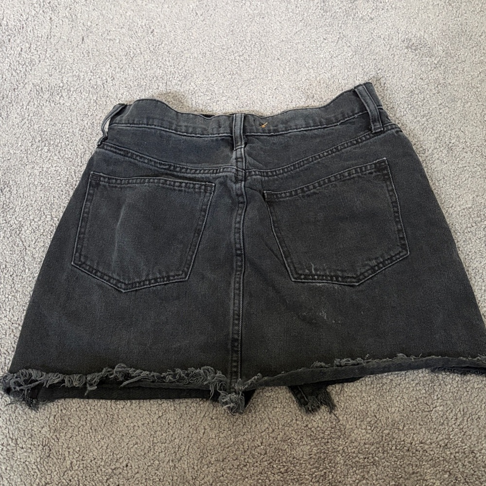 Madewell Black Frayed Hem Denim Mini Skirt - Picture 12 of 12